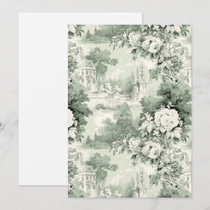 Invitation Victorian Dusty Blue French Toile Mariage photo