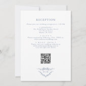 Invitation Victorian Dusty Blue QR Code Floral Mariage (Dos)