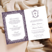 Invitation Victorian Dusty Purple Catholic QR Code Wedding