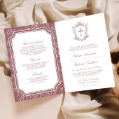 Invitation Victorian Dusty Rose Catholic QR Code Wedding