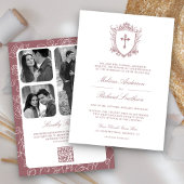 Invitation Victorian Dusty Rose catholique QR Code Mariage