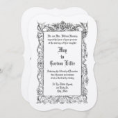 Invitation Victorian Era 1860 Doves Sur Floral Border Mariage (Devant / Derrière)