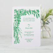 Invitation Victorian Era 1874 Botanical Floral Border Mariage (Debout devant)