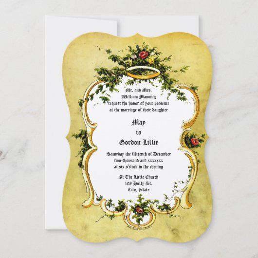 Invitation Victorian Era 1878 Floral Cartouche Mariage (Devant)