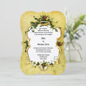 Invitation Victorian Era 1878 Floral Cartouche Mariage (Debout devant)