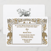 Invitation Victorian Era 1890 Cornucopias Foliage Mariage (Devant / Derrière)