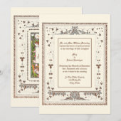 Invitation Victorian Era Kate Greenaway Mariage frontalier (Devant / Derrière)