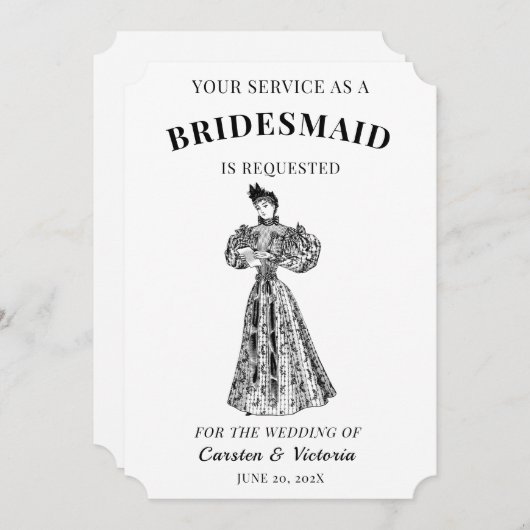 Invitation Victorian Era Vintage Bridesmaitres (Devant / Derrière)