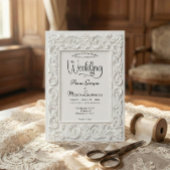 Invitation Victorian Filigree Frame Elegant White Wedding