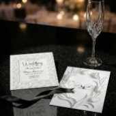 Invitation Victorian Filigree Frame Elegant White Wedding