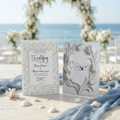 Invitation Victorian Filigree Frame Elegant White Wedding