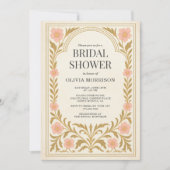 Invitation Victorian Floral Art Nouveau QR Code Bridal Shower (Devant)