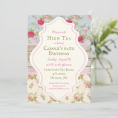 Invitation Victorian Floral Shabby Chic Party (Debout devant)
