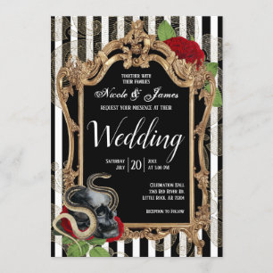 Invitation Victorian Gothic Black Stripe Mariage