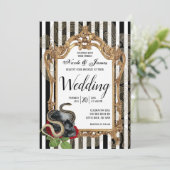 Invitation Victorian Gothic Black Stripe Mariage (Debout devant)