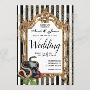 Invitation Victorian Gothic Black Stripe Mariage