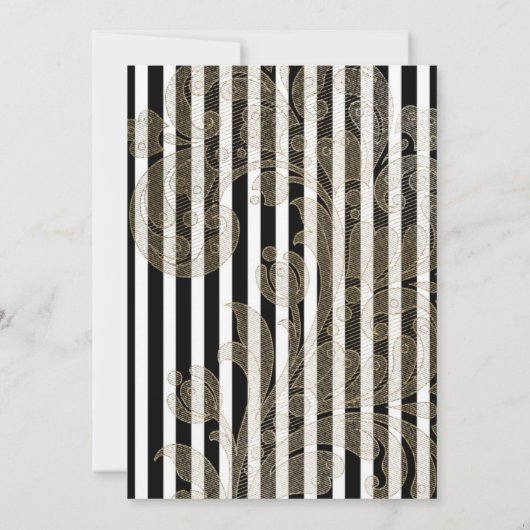 Invitation Victorian Gothic Black Stripe Party (Dos)