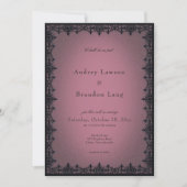 Invitation Victorian Gothic Iron Border Burgundy Wedding (Devant)