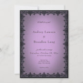 Invitation Victorian Gothic Iron Border Purple Wedding (Devant)