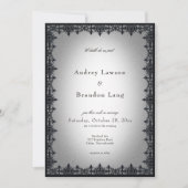 Invitation Victorian Gothic Iron Border White Wedding (Devant)