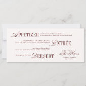 Invitation Victorian Ivory and Burgundy Wedding Menu Card (Devant)