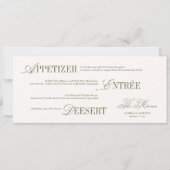 Invitation Victorian Ivory & Green Wedding Menu Card (Devant)