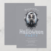 Invitation Victorian Mirror et Gothic Girl Halloween Party (Devant / Derrière)