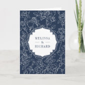 Invitation Victorian Navy Blue Catholic QR Code Wedding (Devant)