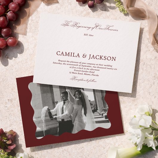 Invitation Victorian Old Money Burgundy Wedding