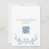 Invitation Victorian Ornate Floral Dusty Blue Code QR Mariage (Dos)