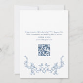 Invitation Victorian Ornate Floral Dusty Blue Code QR Mariage (Dos)