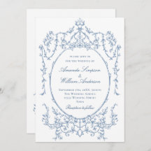 Victorian Ornate Floral Dusty Blue Code QR Mariage