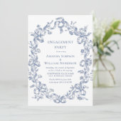 Invitation Victorian Ornate Grace Dusty Blue ENGAGEMENT PARTY (Debout devant)