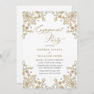 Invitation Victorian Ornate Grace Floral ENGAGEMENT PARTY