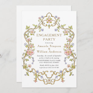 Invitation Victorian Ornate Grace Floral ENGAGEMENT PARTY