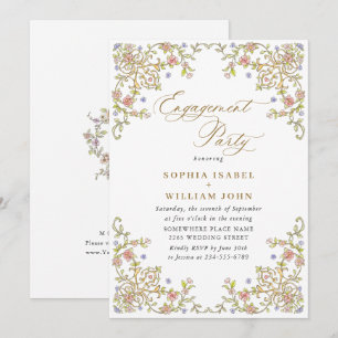 Invitation Victorian Ornate Grace Floral ENGAGEMENT PARTY