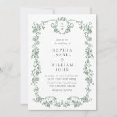 Invitation Victorian Ornate Grace Green Photo Code QR Mariage (Devant)