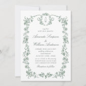Invitation Victorian Ornate Grace Green Photo Code QR Mariage (Devant)