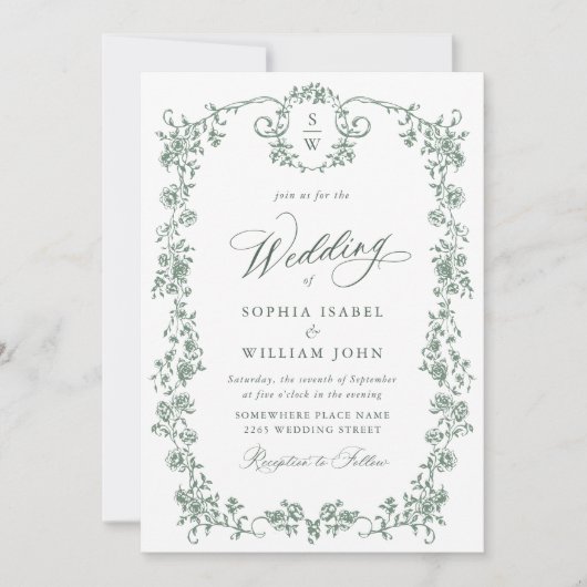Invitation Victorian Ornate Grace Photo Code QR Mariage (Devant)