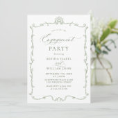 Invitation Victorian Ornate Grace Sage Green ENGAGEMENT PARTY (Debout devant)