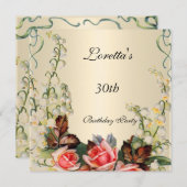 Invitation Victorian Pretty Floral Roses (Devant / Derrière)