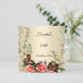 Invitation Victorian Pretty Floral Roses (Debout devant)