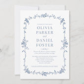 Invitation Victorian QR Code All in One Dusty Blue Wedding  (Devant)