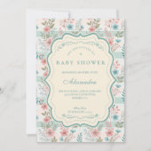 Invitation Victorian Rose Lattice Baby Shower (Devant)