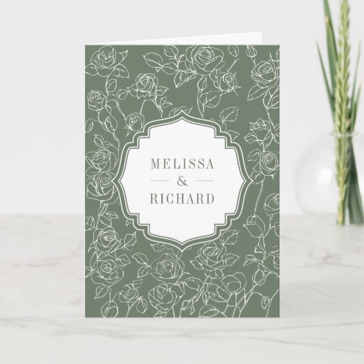 Invitation Victorian Sage Green Catholic QR Code Wedding (Devant)