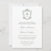Invitation Victorian Sage Green catholique QR Code Mariage (Devant)