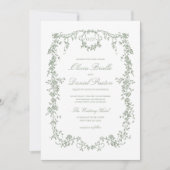 Invitation Victorian Sage Green QR Code Floral Mariage (Devant)