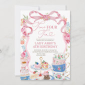 Invitation Victorian Spring Floral 4th Birthday party (Devant)