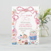 Invitation Victorian Spring Floral 4th Birthday party (Debout devant)
