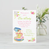 Invitation Victorian Stoppée Tasses Tea Party (Debout devant)